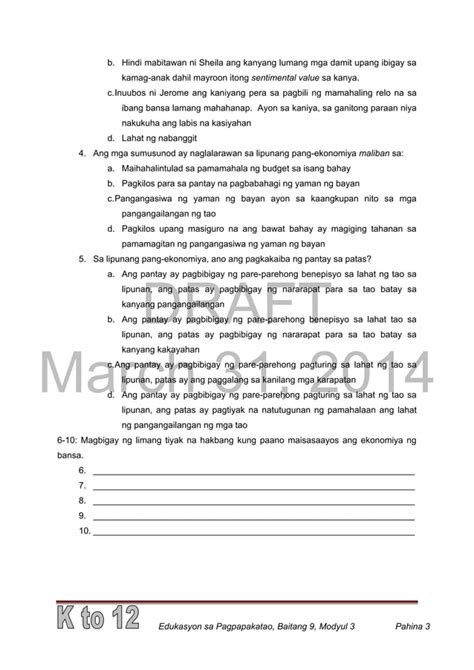 Edukasyon sa Pagpapakatao Grade 9 Learner's Material .